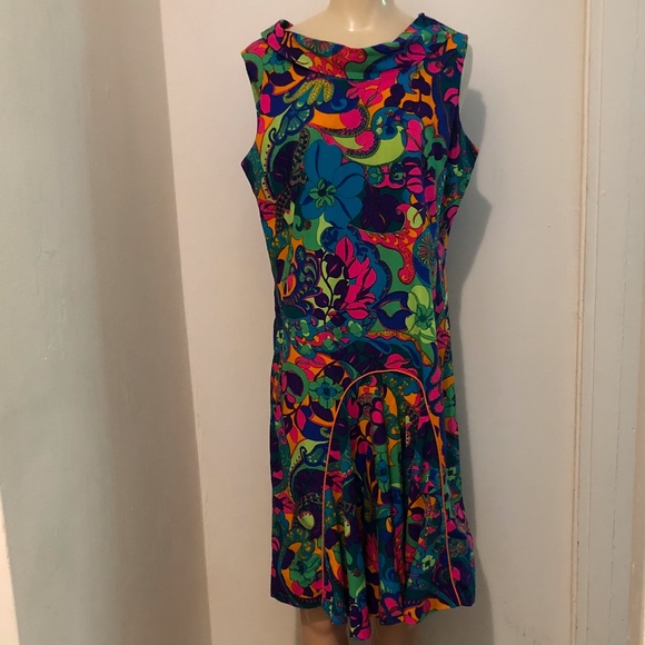 Vintage 1960s 1970s Barbie Psychedelic Romper M/L - Picture 2 of 12